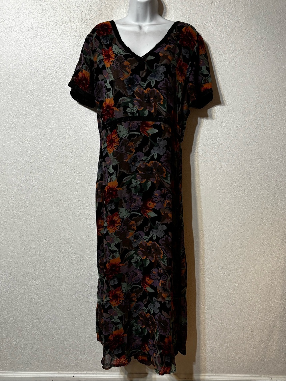 Vintage 90s Carol Anderson Mixed Print Reversible Maxi Dress Large